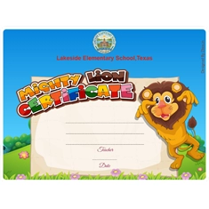 Mighty Lion Classroom Award Certificate